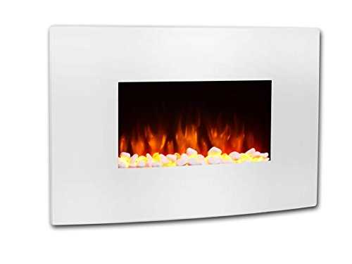 Endeavour Fires Egton Wall Mounted Electric Fire, White Curved Glass, 1&2kW, 7 day Programmable remote control (W 910mm x H 580mm x D 180mm)