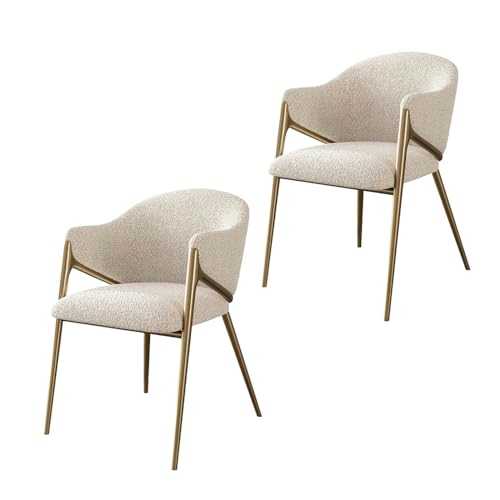 PJDDP Upholstered Sherpa Dining Chair Set of 2, Comfortable Kitchen Dining Room Chairs with Backrest and Armrest, Modern Side Chairs for Dining Room,Bedroom,Living Room,Vanity,White