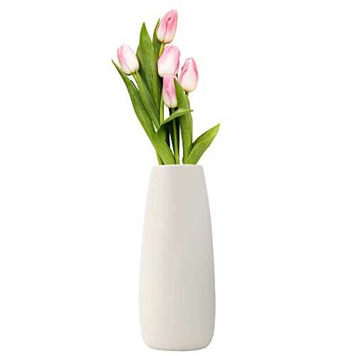 Doolland Modern Ceramic White Vases,Small Elegant Porcelain Vase Pottery Vase Handmade Cute Flower Vase Ideal Decor for Home Office Table Art Decor, A1