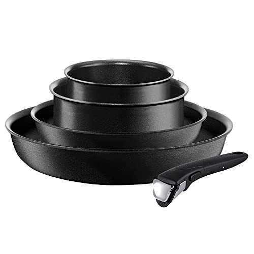 Tefal L6549102 performance and pot set of 5 pans with non-stick coating suitable for induction cookers starter set, black.