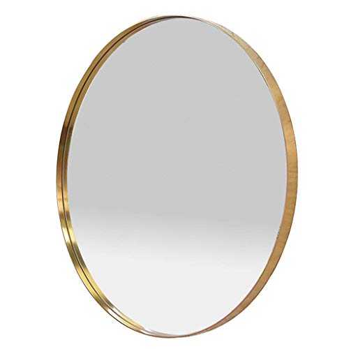 Round Wall Mirror - Large Round Rustic Accent Mirror for Bathroom Entry Dining Room Living Room Stainless Steel Brushed Plating Copper Mirror for Wall Vanity Circle Wall M (Diameter: 23.6inch(60cm))