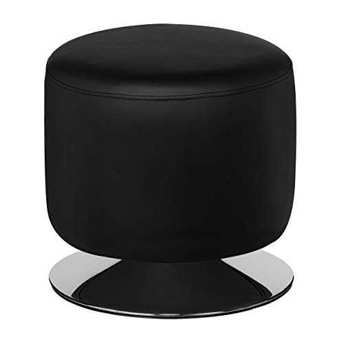 Premier Housewares Foot Stool Dressing Table Stool Small Stool Black Stool Vanity Stool Small Foot Stool in Black Leather H43x W41x D41