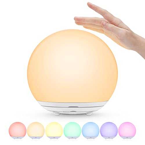 LED Night Light, Night Light for Kids, USB Rechargeable Table Lamp with Dimmable,Warm Light,7 Colors,Touch Control, 0.5/1hour Timer for Nursery, Baby,Bedroom,Camping,Gift