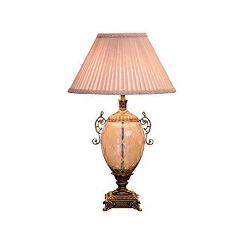 Bedside Table Lamps Table Lamps for Living Room 28.7" Retro Style Nightstand Lamp with Fabric Shade Crystal Glass Bedside Desk Lamp for Bedroom Room Office Bedside Table Lamps for Bedrooms