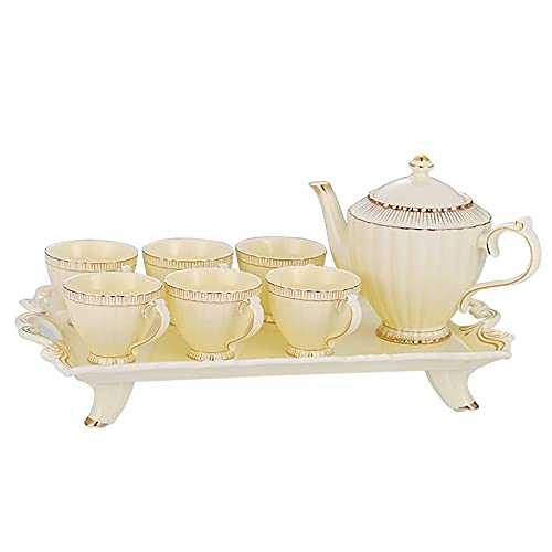 Tea Set European-Style Ceramic Afternoon Tea Tea Set Cup Set Coffee Cup Set Coffee Set Ceramic Tea Sets (Color : White, Size : 1.2L)
