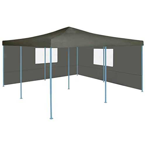 Goliraya Folding Gazebo with 2 Sidewalls Outdoor Party Tent Garden Tent Sturdy Frame 5x5 m Anthracite