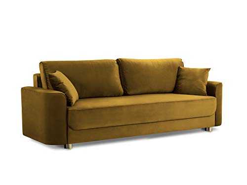 Madras Convertible Sofa Bed with Storage Chest, 3 Seaters, Mustard, 240 x 97 x 88 cm