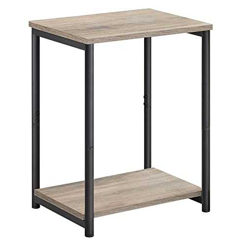 VASAGLE Side Table, Bedside Table, End Table with Storage Shelf, Steel Frame, for Living Room, Sitting Room, Bedroom, Industrial, Greige and Black LET271B02