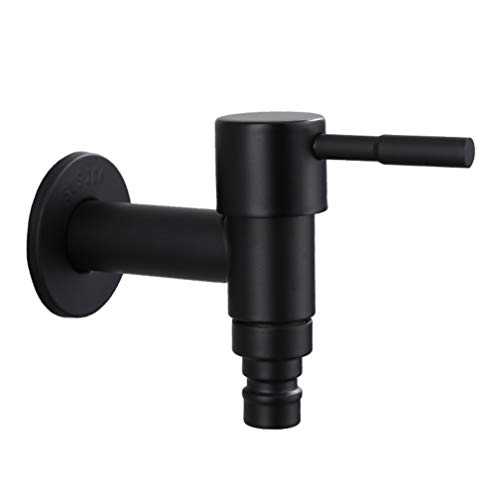 UZSYLE Outdoor Faucet Garden Mixer Brass Black∕White Washing Machine Faucet Wall Bathroom Mop Tap Toilet Single Cold Bibcock Faucet Retro Style,Black B