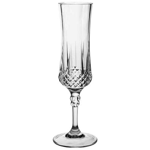 Utopia Tableware Gatsby Polycarbonate Champagne Flutes 7oz / 200ml - Set of 4 - Vintage Plastic Champagne Glasses