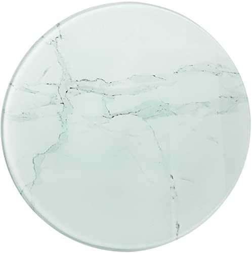BELOFAY 500mm White Marble Table Top 8mm Thickness Tempered Glass Round Flat Polished Edge Kitchen Dining Table Top Glass Round Replacement Protector Cover