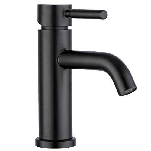 GAPPO Monobloc Basin Mixer Tap with Lead Free Stainless Steel Single Lever Bathroom Sink Taps, Matte Black
