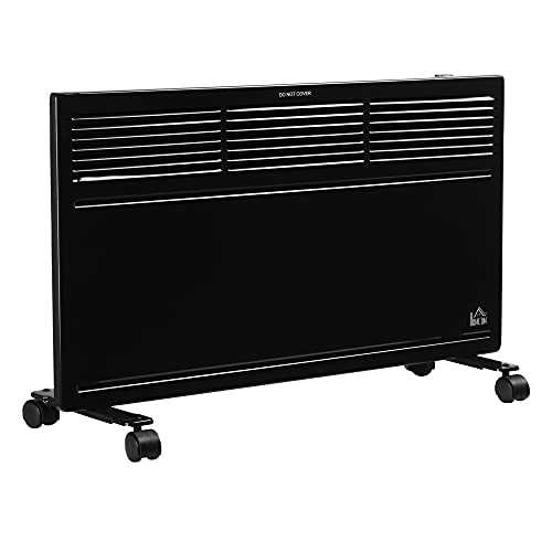 HOMCOM Convector Radiator Heater Freestanding or Wall-mounted Portable Electric Heating with 2 Heat Settings, Adjustable Thermostat and Safety Cut-Off, Black