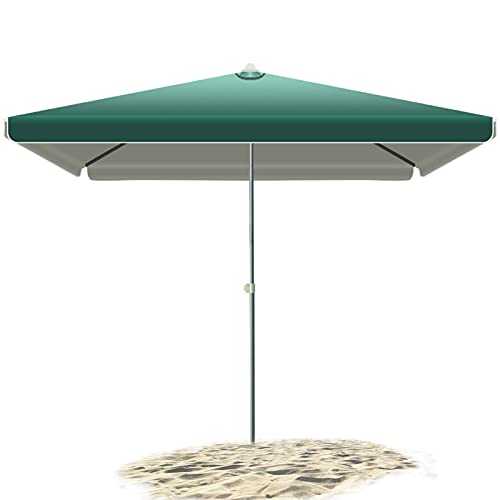 OOOMG 6.5ft Rectangle Garden Parasols Outdoor Market Table Umbrella 2m*2m Patio Umbrellas, UV Protective, Base Not Included
