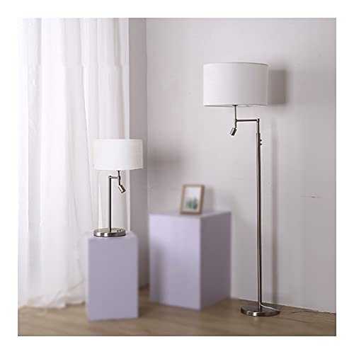 ZANZAN Floor Lamps Modern Lamp Set Of 2,1pcs Standing Floor Lamp And 1pcs Table Lamp，silver Lamp Set With 3W Adjustable Side Reading Light Standing Floor Lamp (Color : 2pack white)