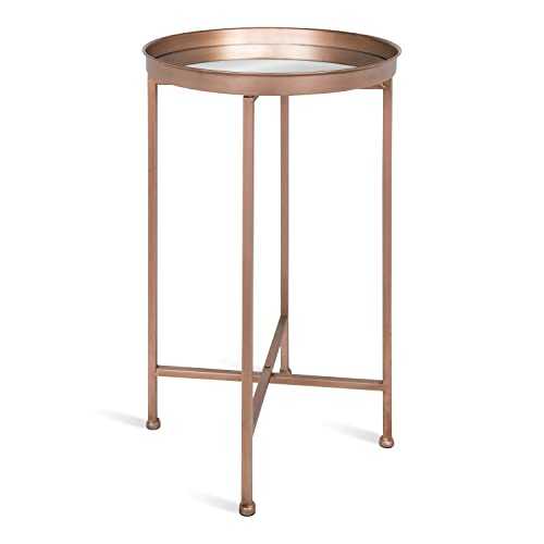 Kate and Laurel Celia Modern Folding Metal Side Table, 14 x 14 x 25.75, Rose Gold, Decorative Space Saving End Table for Hosting, Storage, and Display