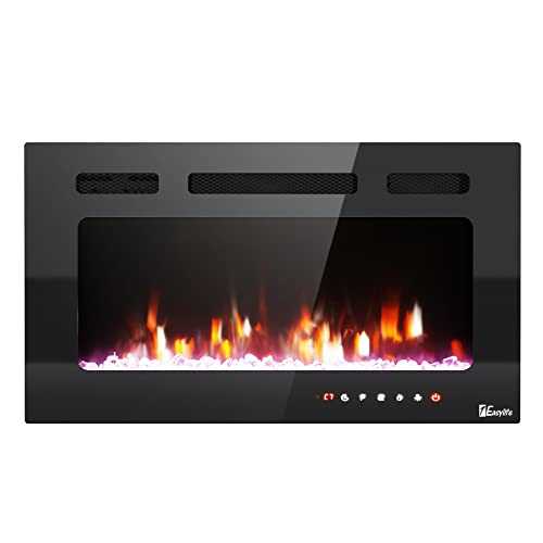 1 Easylife Fireplace,Recessed Wall Mounted Electric Fireplace,Modern Indoor Fireplace with Safety Cut-Off Device,an Automatic Timing,Touch Screen Function,Including 12 Flame Colors(76.2CM)