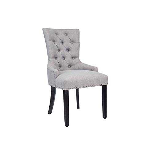 CangLong Dining Chairs, Polyester,Wood,Foam and Spring, Light Grey, Set of 1