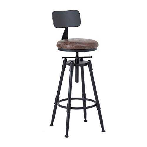 ZHJBD Furniture Stool/Industrial Retro Vintage Farm Wooden Bar Stool, Tractor Stool with Back,Kitchen Swivel Stool,Height Adjustable Bar Stool
