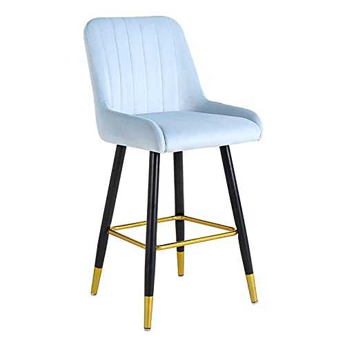 Bar StoolHeight Stool Chairs with Back and Footrest, Counter Height Stool for b Coffee Home Dinning Kitchen, Velvet Upholstered Seat, Gold Metal Legs, Seat Hieght 65cm (Gold Seat Hight 65cm)