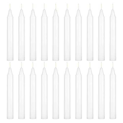 Mega Candles 20 pcs Unscented White Mini Taper Candle, 4 Inch Tall x 1/2 Inch Diameter, Great for Casting Chimes, Rituals, Spells, Vigil, Witchcraft, Wiccan Supplies, Wax Play & More
