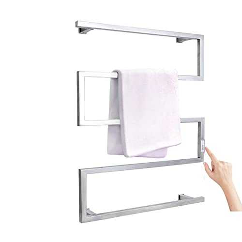 FFYN Heated Towel Rail Radiator for Bathrooms Wall Mounted, Electric Towel Warmer with LED Switch for Bathroom, Hard-Wired and Plug-in Optional, Polishing,Hard Wire