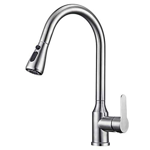 SADALAK Kitchen Taps Single Handle Kitchen Sink Mixer Tap with Pull Out Sprayer High Arch Kitchen Faucet
