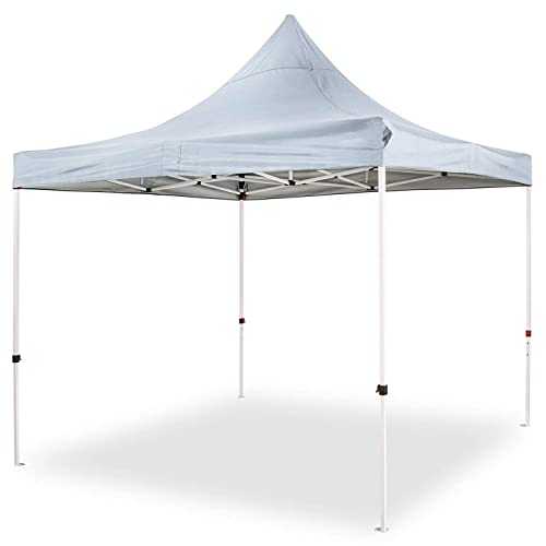 GardenCo Waterproof Deluxe Commercial Outdoor Gazebo with Sides - NEW MODEL ZIPPED SIDES - 3m x 3m Heavy Duty Pop Up Outdoor Garden Shelter - PVC Coated - Travel Bag and 4 Leg Weight Bags (Grey)
