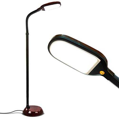 Brightech Litespan LED Bright Reading and Craft Floor Lamp - Modern Standing Pole Light & Gooseneck - Dimmable, Adjustable Task Lighting Great in Sewing Rooms, Bedrooms - Havana Brown