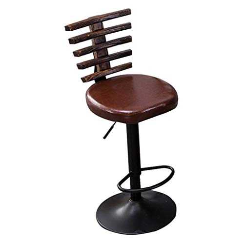 Gcxjbd Bar Chair with Back Swivel Stool Footrest Solid Wood Dining Chairs Leather Leather Dining Chairs Retro Breakfast Bar Stools (Color : Brown)