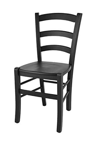 t m c s Tommychairs - Chair VENEZIA suitable for kitchen and dining room, structure in beechwood painted colour black aniline and wooden seat