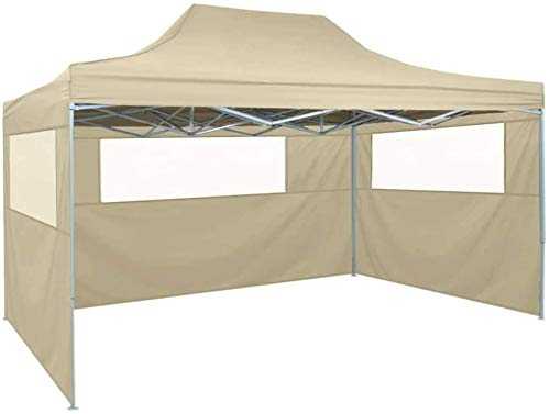 Pop Up Gazebo for Patio, Folding Pop Up Tent with 4 Walls, 3 x 4.5 m, Cream White
