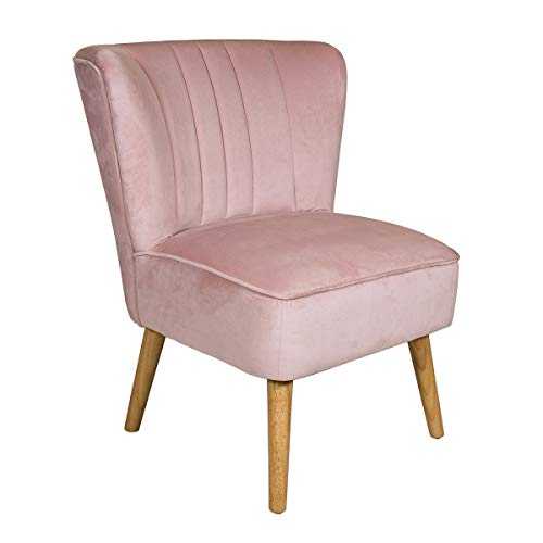 Charles Bentley Velvet Upholstered Pleated Retro Wingback Occasional/Lounge/Hallway/Bedroom Chair Dusky Pink