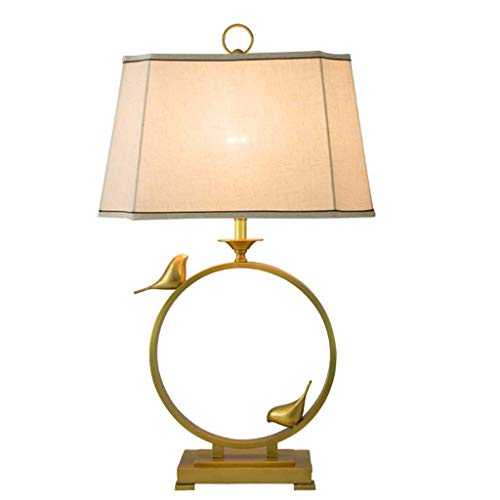 TJZY Table Lamp- New Chinese Modern Brass Table Lamp for Living Room Bedroom Bedside Hotel Suites -Desk Lamp Led Simple Ceramic Table lamp