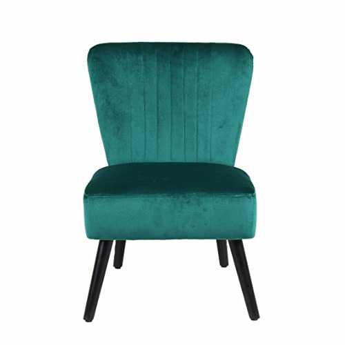 Neo® Crushed Velvet Shell Scallop Accent Occasional Chair Armchair Dining Furniture (Emerald Green, 1)