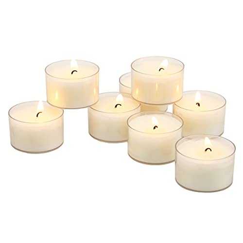 Stonebriar Unscented Long Clear Cup Tea Light Candles 6 to 7 Hour Extended Burn Time, 48 Pack, 48 Count