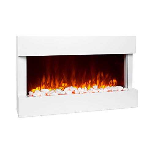 Klarstein Studio 1 Electric Fireplace - 1000/2000 W, LED Flame Illusion, Remote Control, Thermostat: 10-30 ° C, Weekly Timer, Open Window Detection, Overheat Protection, MDF Enclosure, White