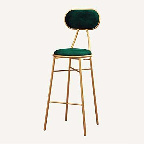 Iron Art Bar Stolls Gold Industrial Tall Pub Bar Chairs with Back Counter Height Bar Stools with Flannel Soft Cushion for Kitchen Restaurant (Color : Brown) (Green)