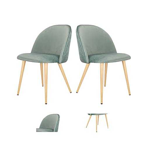 The ergonomic velvet seat with metal feet is suitable for restaurant chairs, office chairs, leisure chairs, back chairs and hotel chairs (green, 2)