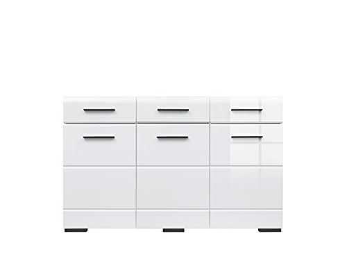 Modern White High Gloss/Matt Wide Sideboard Dresser Cabinet (KOM3D3S/9/15) Fever