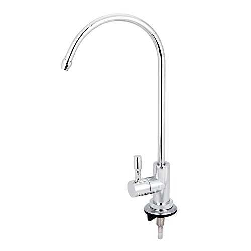 Zerodis 1/4'' Stainless Steel Faucet Chrome Plated Reverse Osmosis Goose Neck Fast Connection Drinking Water Filter Kitchen Tap