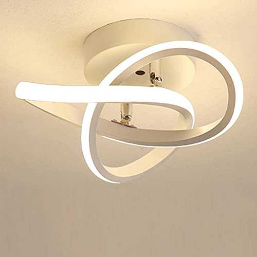 LED Ceiling Light 2 Rings Interweave Modern Creative White Black Ceiling Lamp for Hallway Office Bedroom Kitchen Living Room Warm White 22W (White)