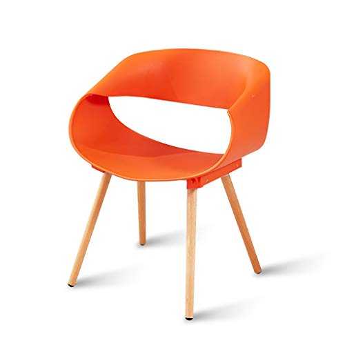 Accent Chair with Wood Leg Creative Lounge Chair Desk Chair Plastic Comfy Chair Easy to Installation Modern Dining Chair for Indoor Or Outdoor (Color : Green) (Orange)