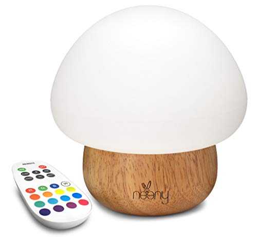 Neeny Baby Night Light w 16 Colors Remote Control Mushroom LED Wooden Adjustable Brightness & RGB Colors USB Silicone Kids Baby Table Bedside Bedroom lamp