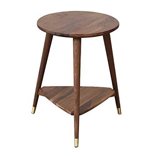 YAZHUANG8 Small coffee table Wood Retro Round Side End Accent Table Living Room Small Round Table Terrace Small Coffee Table, 18.9 Inch, Walnut Small side table