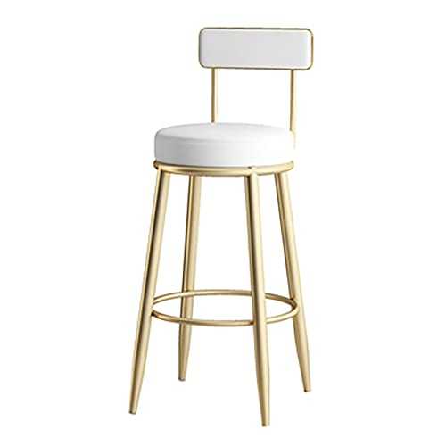 ARTSIM Industrial PU Leather Bar Stools Set of 4, Modern Kitchen Breakfast Bar Chairs with Back for Home, Pub, Kitchen, Coffee Cub, Seat Height 55/65/70/75cm (White+gold height 75cm)