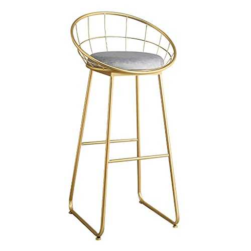 Dining Bar Stool Velvet Upholstery Plated Gold Iron Leg Gray 75cm Modern Bar Chair Home Kitchen Dining Side Chair