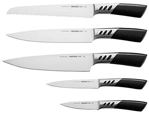 TRENDS Home 5 Pc Kitchen Knife Set, High Quality Double Forged Premium Stainless Steel. Ultimate Kitchen Knives Set, Ultra Sharp Set of Knives, Quality Kitchen Knife Sets, Chef Knife Quality.