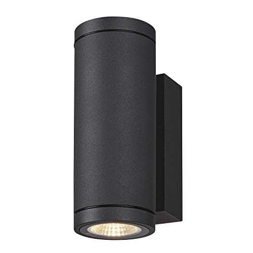 SLV wall-mounted light ENOLA ROUND UP/DOWN S / lighting for walls, paths, entrances, LED spot outdoor, surface-mounted light outdoor, garden lamp / IP65 3000/4000K 7W 570 / 925lm anthracite 30 degrees