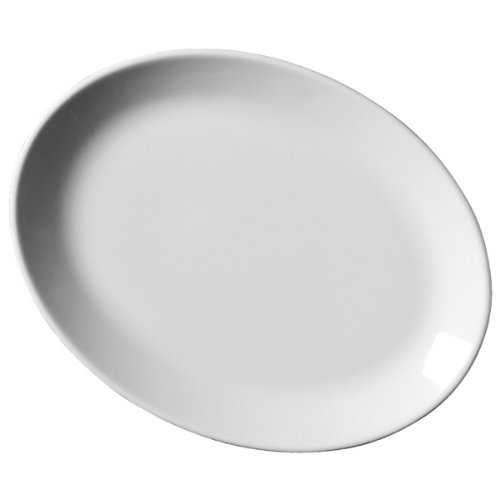 Royal Genware Oval Plates 36cm - Pack of 6 | 14inch Dinner Plates, White Plates, Porcelain Plates | Commercial Quality Tableware by Royal Genware